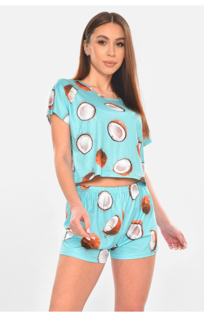 Пижама женская зеленого цвета с принтом 20078 211118C
