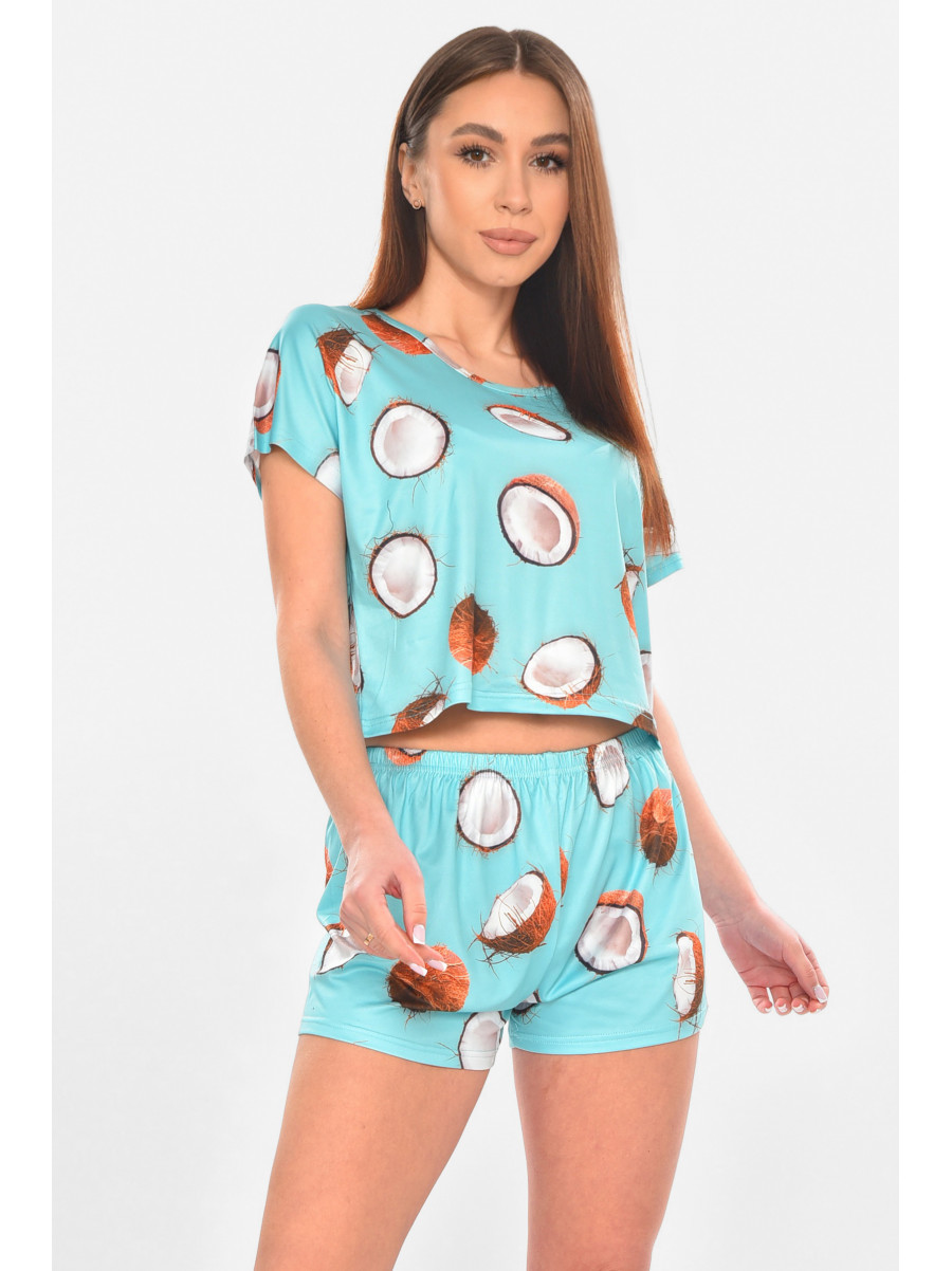 Пижама женская зеленого цвета с принтом 20078 211118C