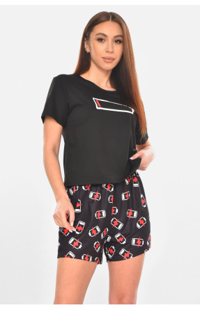 Пижама женская черного цвета с принтом 6018 211119C