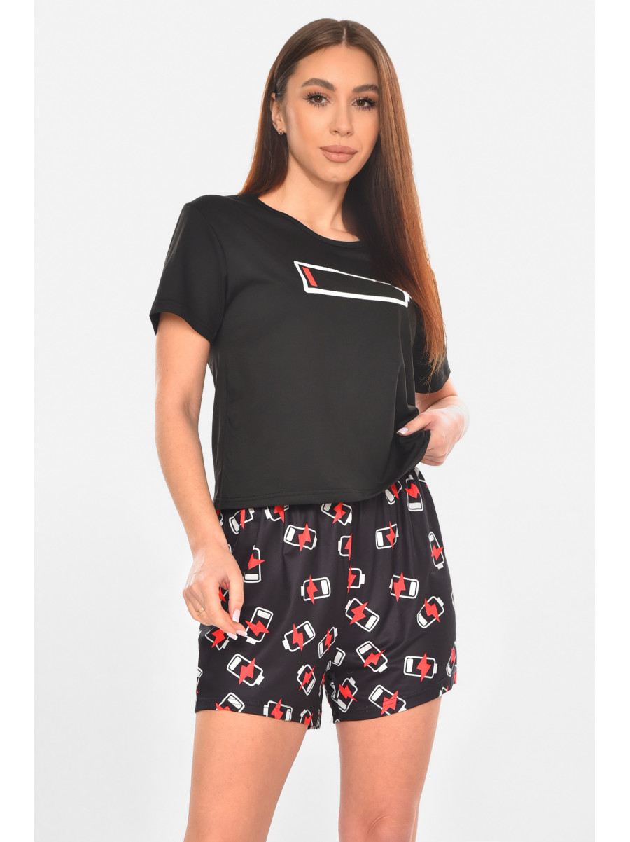 Пижама женская черного цвета с принтом 6018 211119C