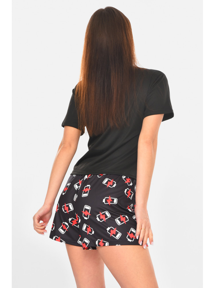 Пижама женская черного цвета с принтом 6018 211119C