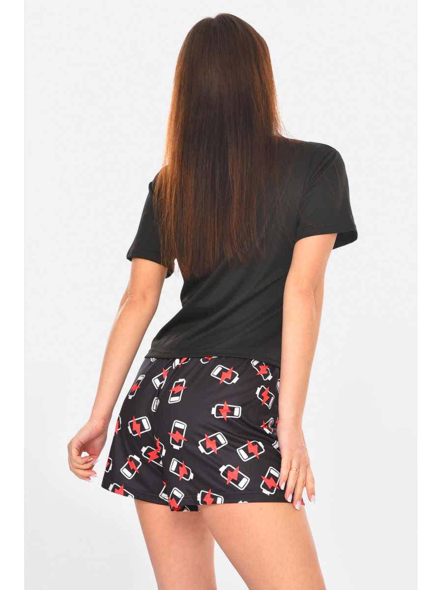 Пижама женская черного цвета с принтом 6018 211119C