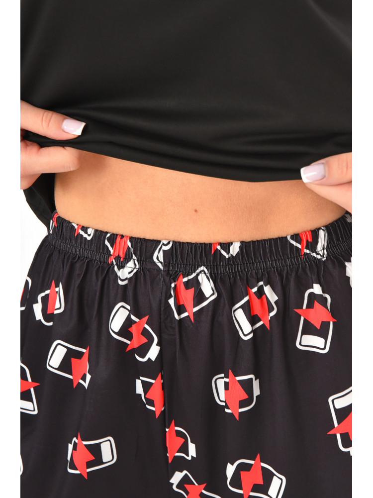 Пижама женская черного цвета с принтом 6018 211119C