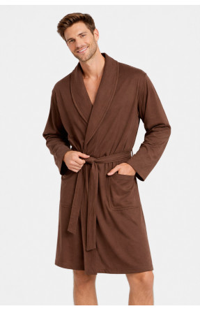 Халат мужской трикотажный велюр коричневого цвета 2447 211128C