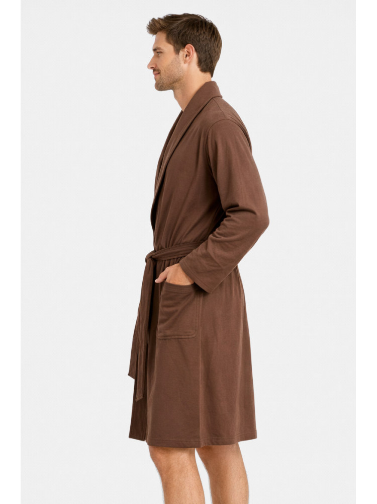 Халат чоловічий трикотажний велюр коричневого кольору 2447 211128C
