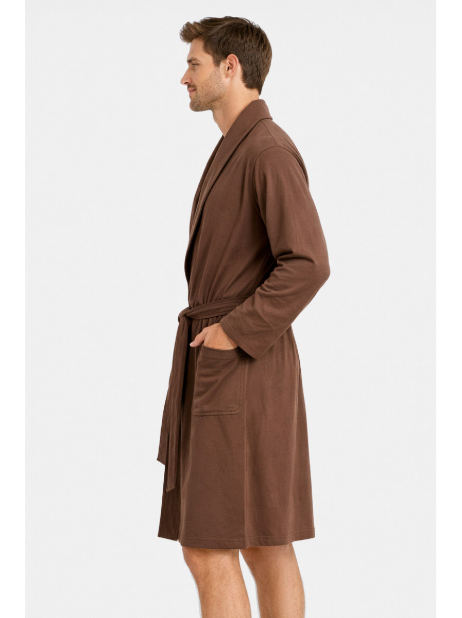 Халат чоловічий трикотажний велюр коричневого кольору 2447 211128C