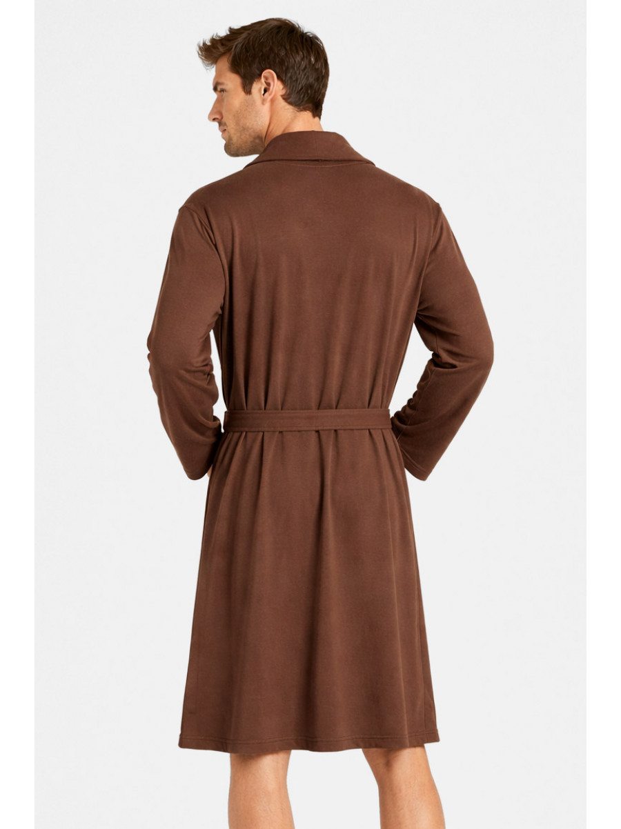 Халат чоловічий трикотажний велюр коричневого кольору 2447 211128C