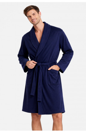 Халат мужской трикотажный велюр тёмно-синего цвета 2447 211129C