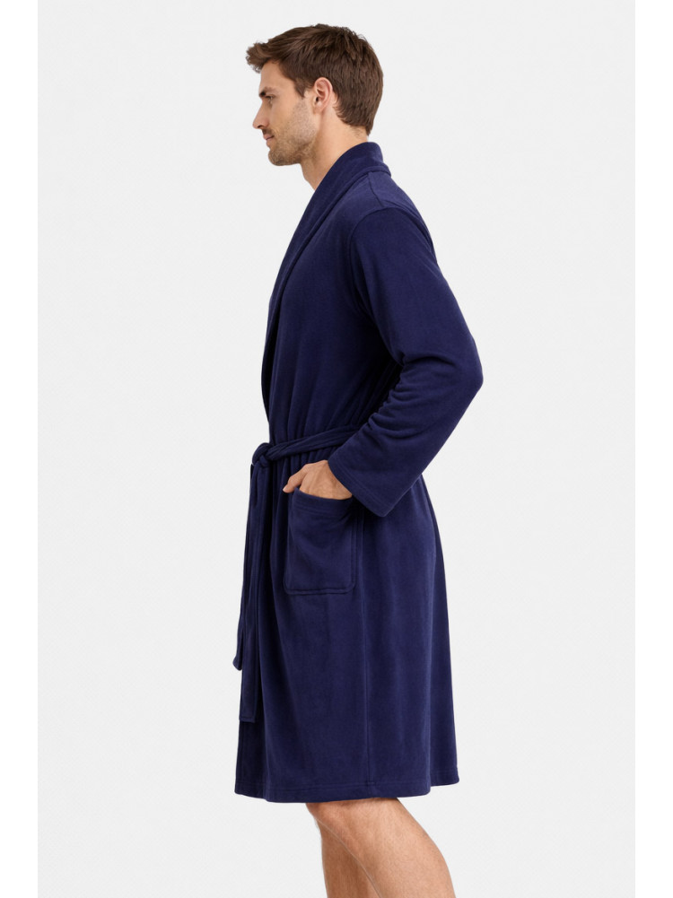 Халат мужской трикотажный велюр тёмно-синего цвета 2447 211129C