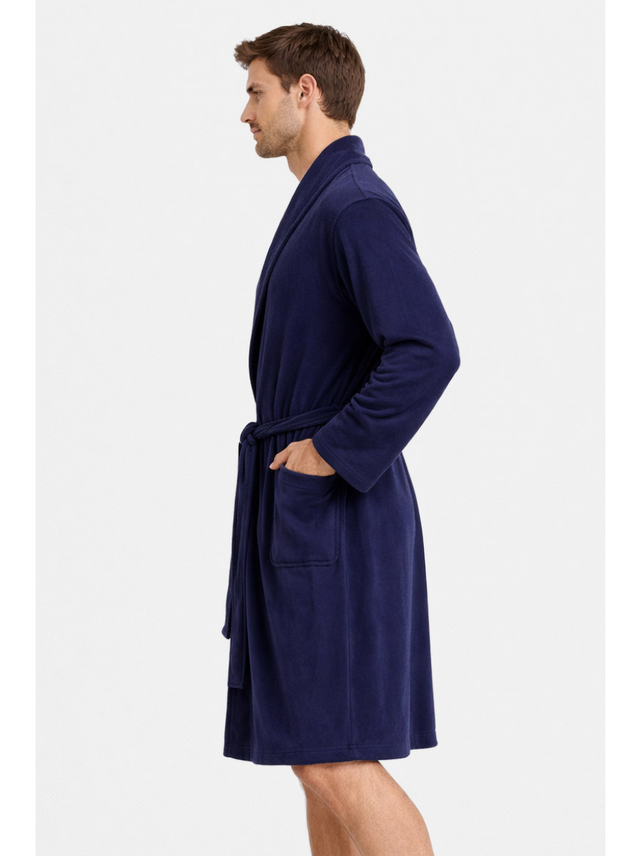 Халат мужской трикотажный велюр тёмно-синего цвета 2447 211129C
