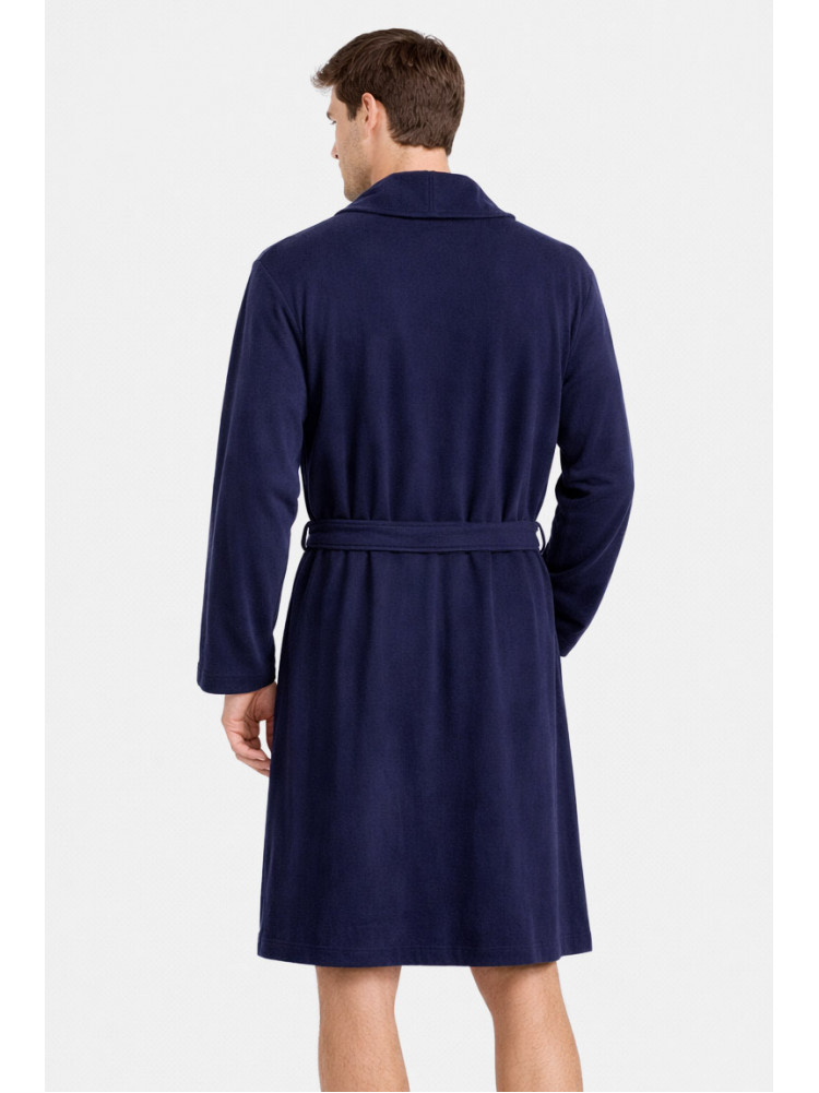 Халат мужской трикотажный велюр тёмно-синего цвета 2447 211129C