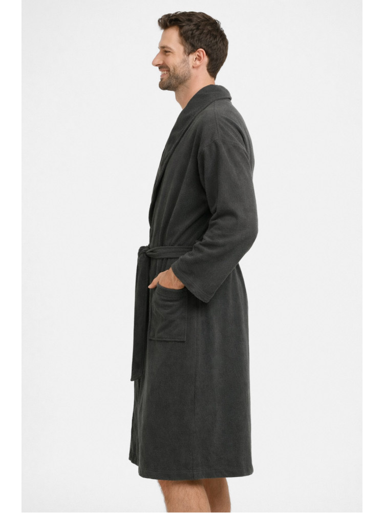Халат мужской трикотажный велюр тёмно-серого цвета 2447 211130C