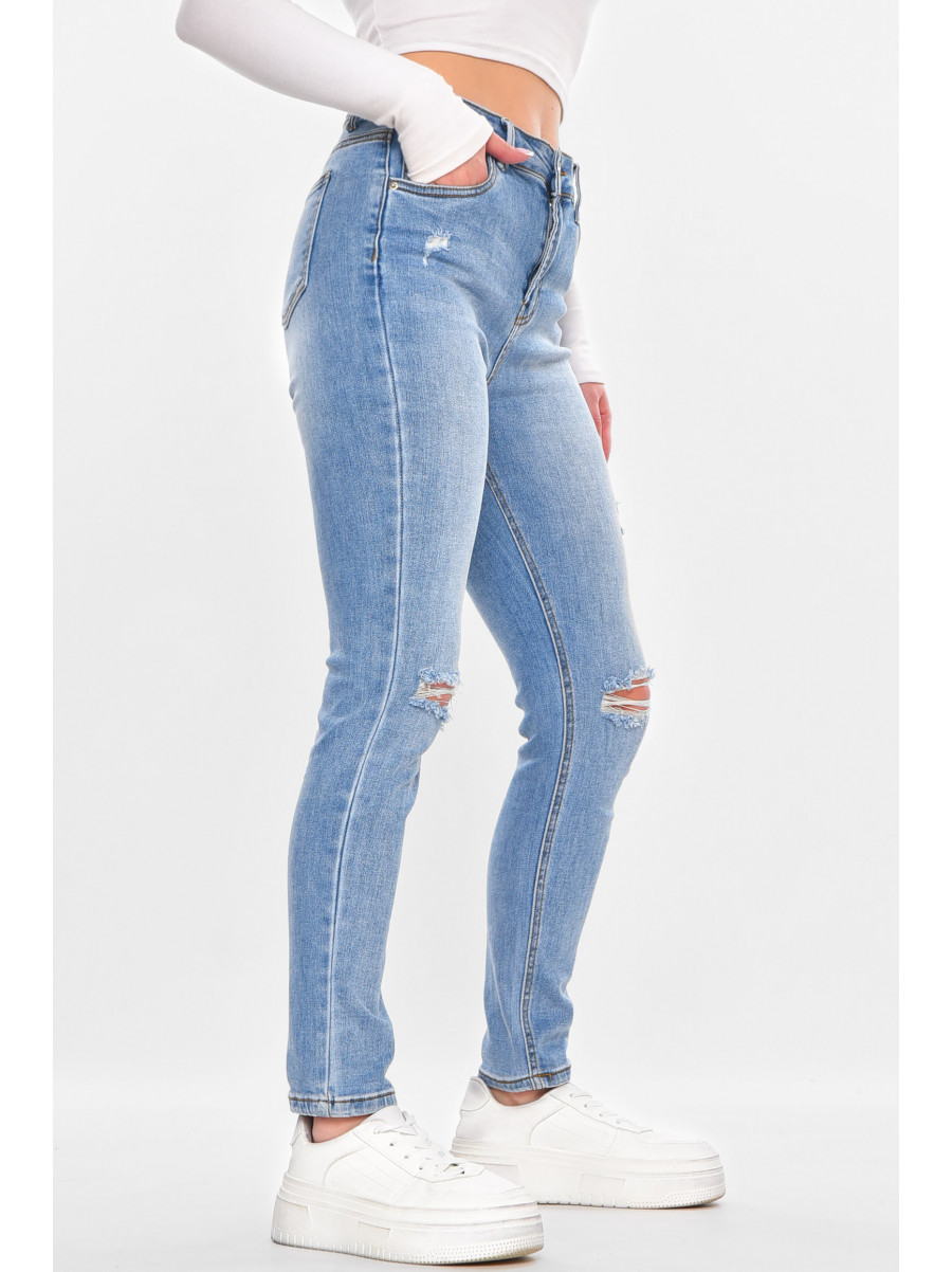 Джинсы женские однотонные голубого цвета S009 211136C