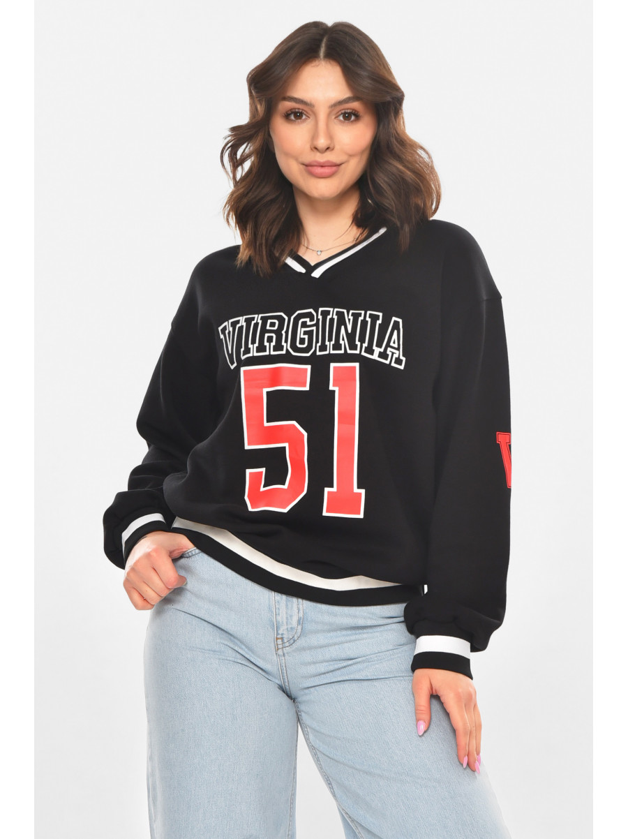 Худи женское черного цвета с принтом 25049 211139C