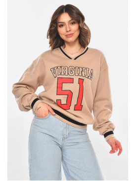 Худі жіноче бежевого кольору з принтом 25049 211140C