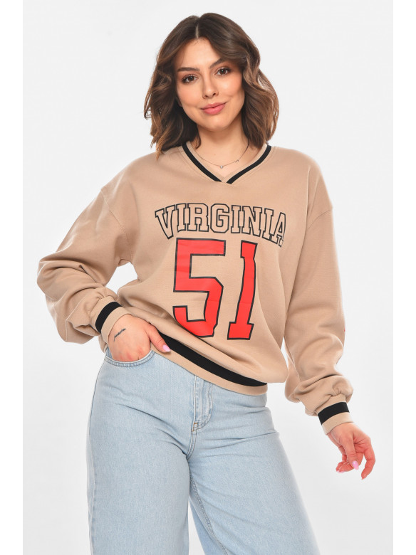 Худи женское бежевого цвета с принтом 25049 211140C