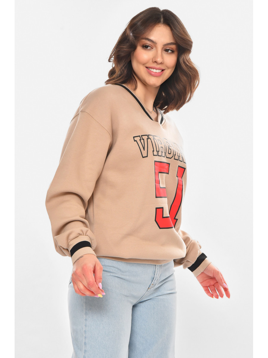 Худи женское бежевого цвета с принтом 25049 211140C