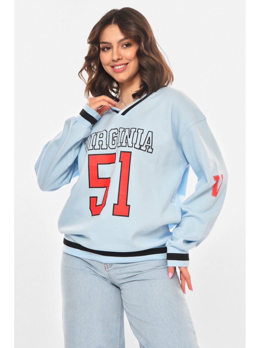 Худи женское голубого цвета с принтом 25049 211141C