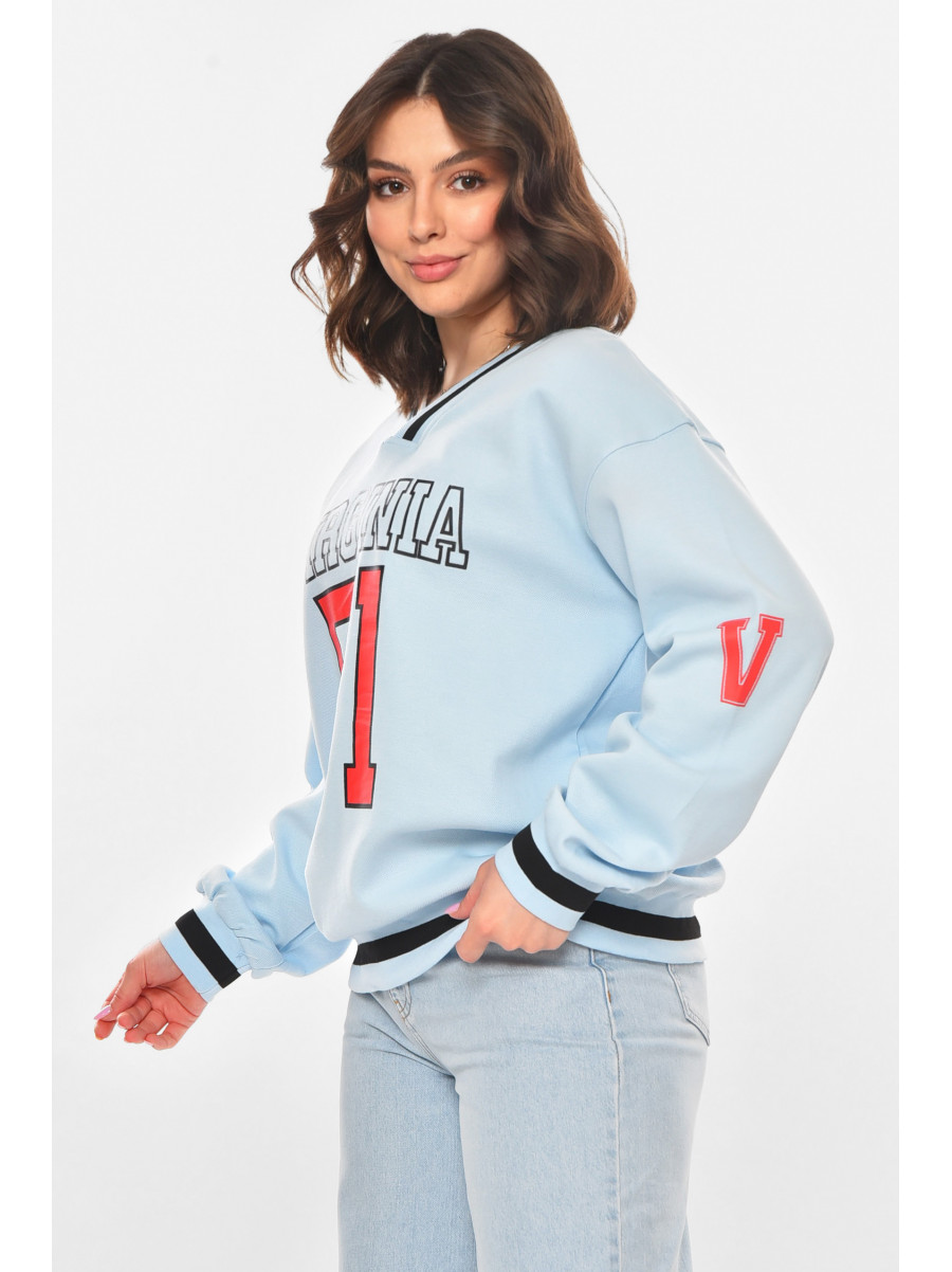 Худи женское голубого цвета с принтом 25049 211141C