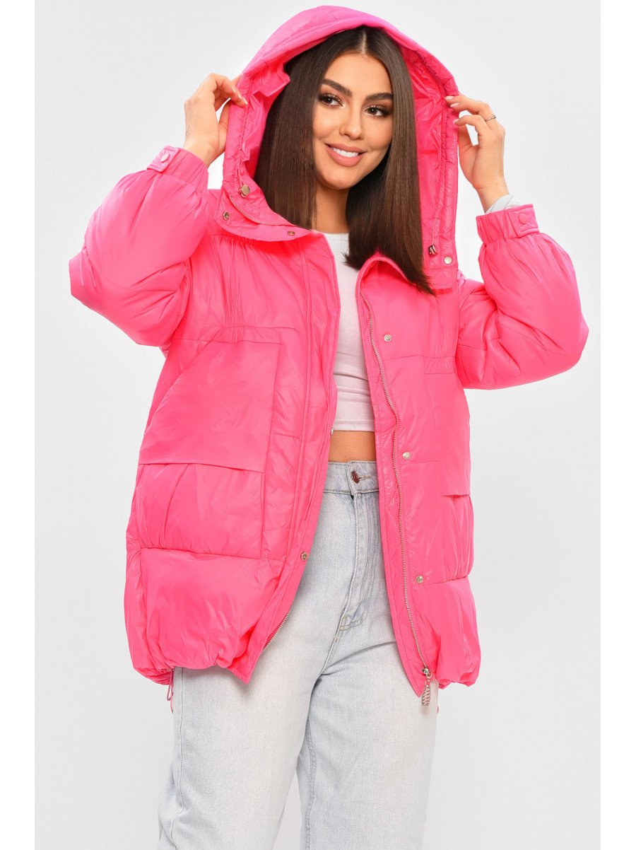 Куртка женская демисезонная малинового цвета Уценка 082 211143C