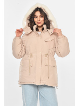 Куртка-парка женская однотонная светло-бежевого цвета 23122 211145C
