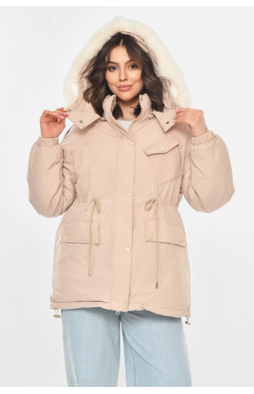 Куртка-парка жіноча однотонна світло-бежевого кольору 23122 211145C