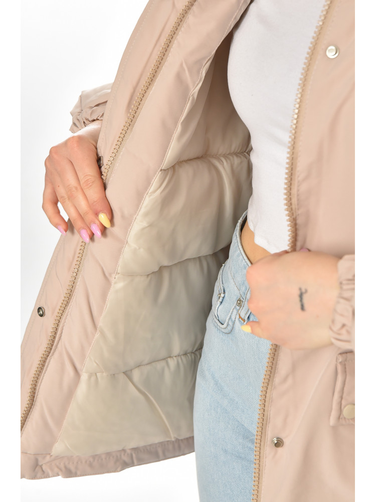 Куртка-парка женская однотонная светло-бежевого цвета 23122 211145C