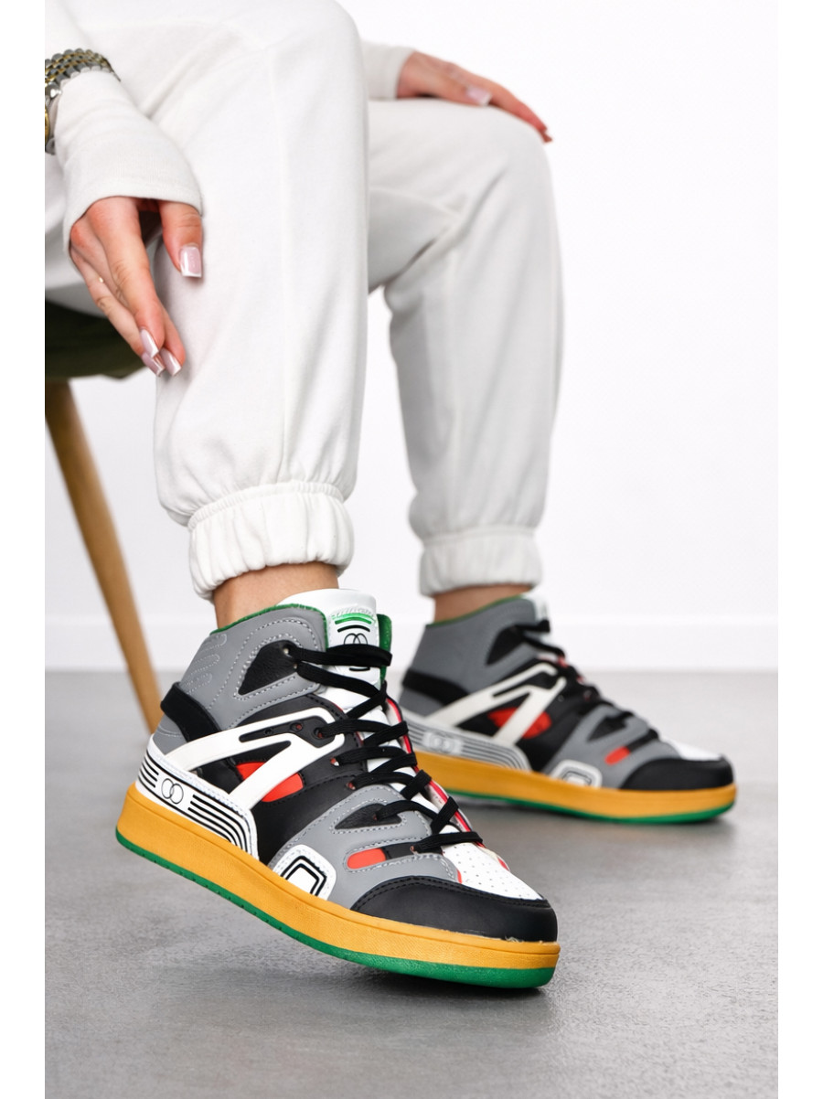 Кроссовки женские серого цвета на шнуровке 8939в-4 211146C