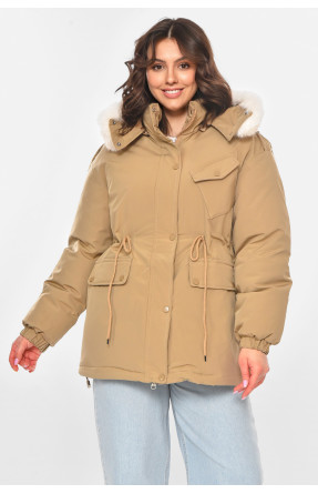 Куртка-парка женская однотонная бежевого цвета 23122 211147C