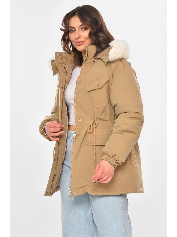 Куртка-парка женская однотонная бежевого цвета 23122 211147C