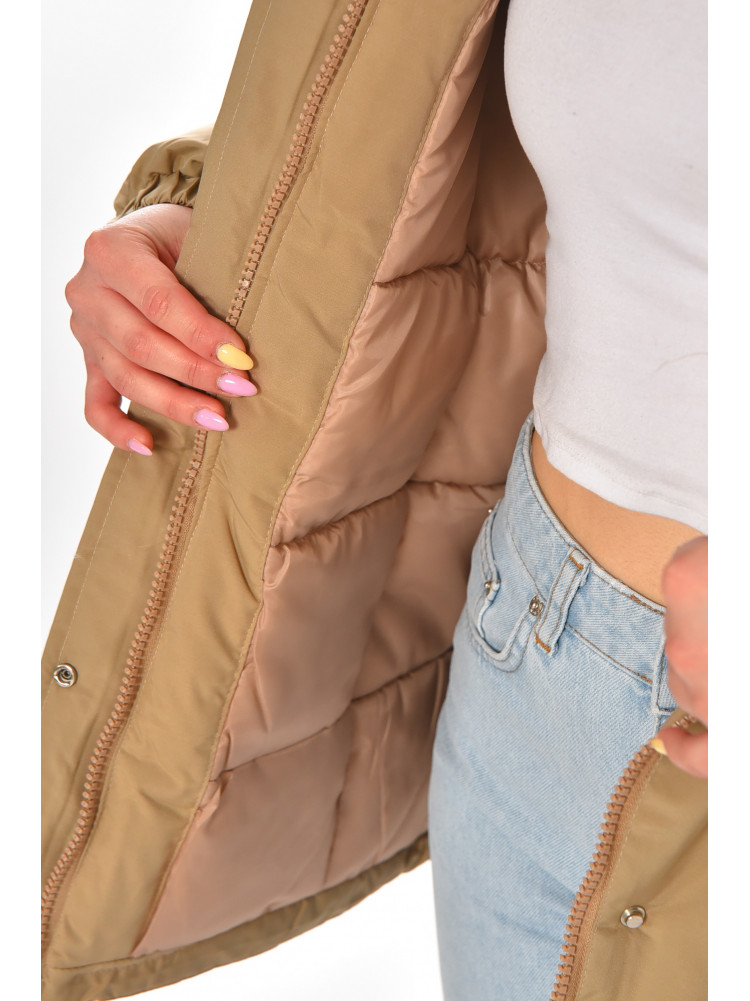 Куртка-парка женская однотонная бежевого цвета 23122 211147C
