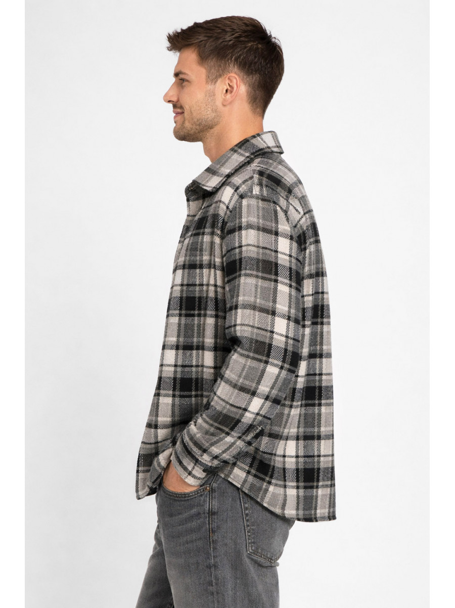 Рубашка мужская байковая серого цвета с принтом 1703 211148C