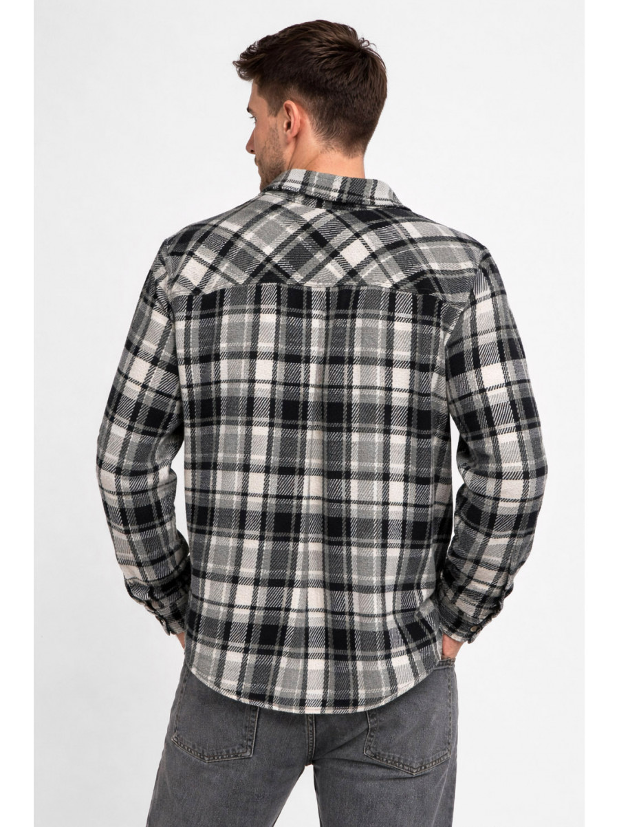 Рубашка мужская байковая серого цвета с принтом 1703 211148C