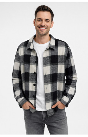 Рубашка мужская байковая черного цвета с принтом 1703 211149C