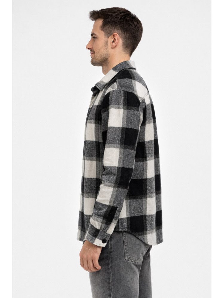 Рубашка мужская байковая черного цвета с принтом 1703 211149C