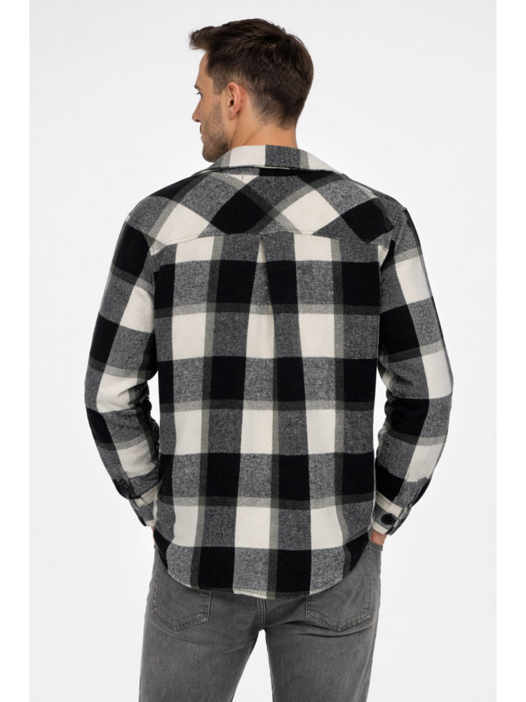 Рубашка мужская байковая черного цвета с принтом 1703 211149C