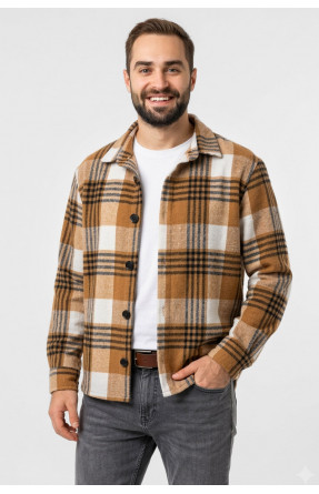 Рубашка мужская байковая коричневого цвета с принтом 1703 211150C