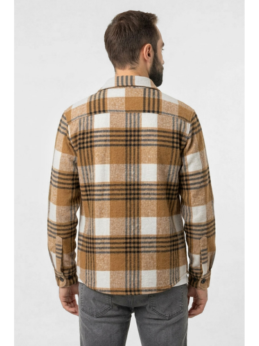 Рубашка мужская байковая коричневого цвета с принтом 1703 211150C