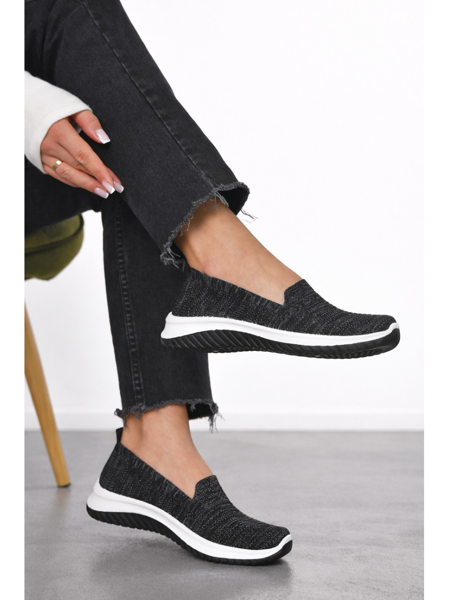 Мокасины женские черно-серого цвета н62-1 211157C
