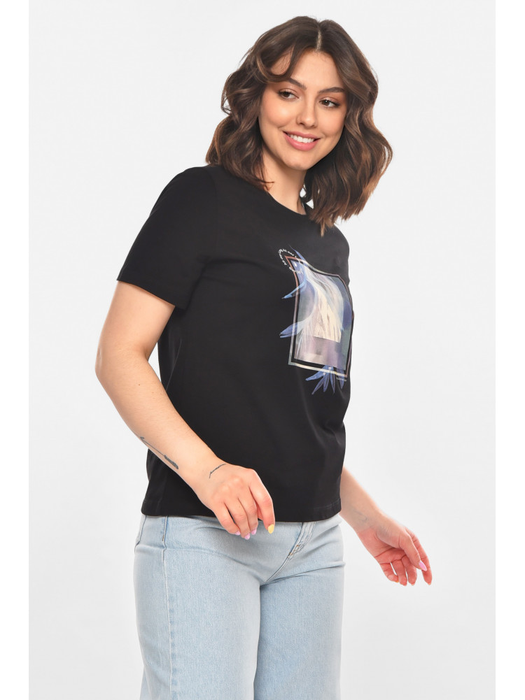 Футболка женская черного цвета с принтом 211160C