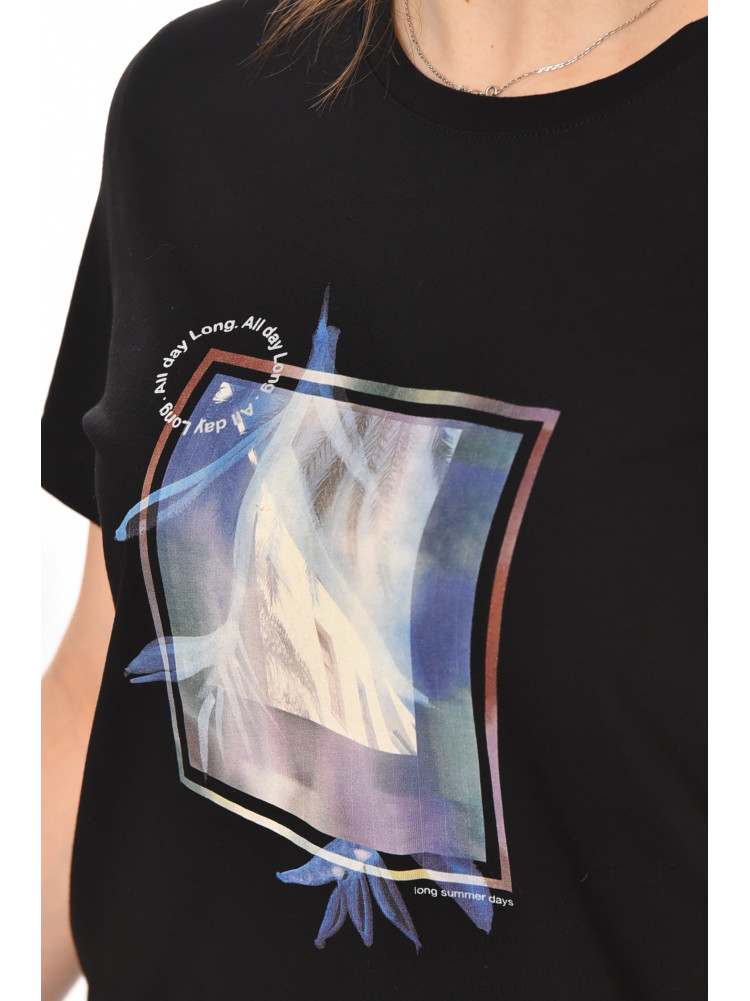 Футболка женская черного цвета с принтом 211160C