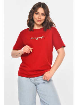 Футболка жіноча бордового кольору з принтом 211161C