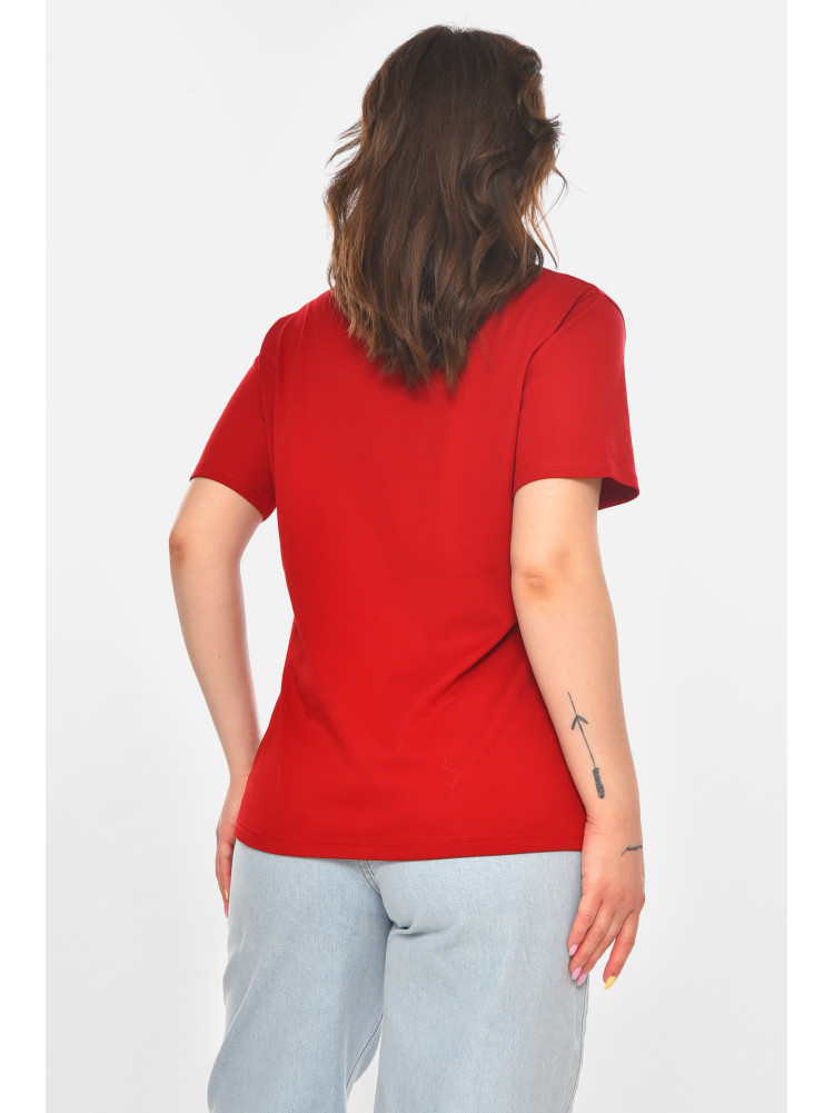 Футболка женская бордового цвета с принтом 211161C