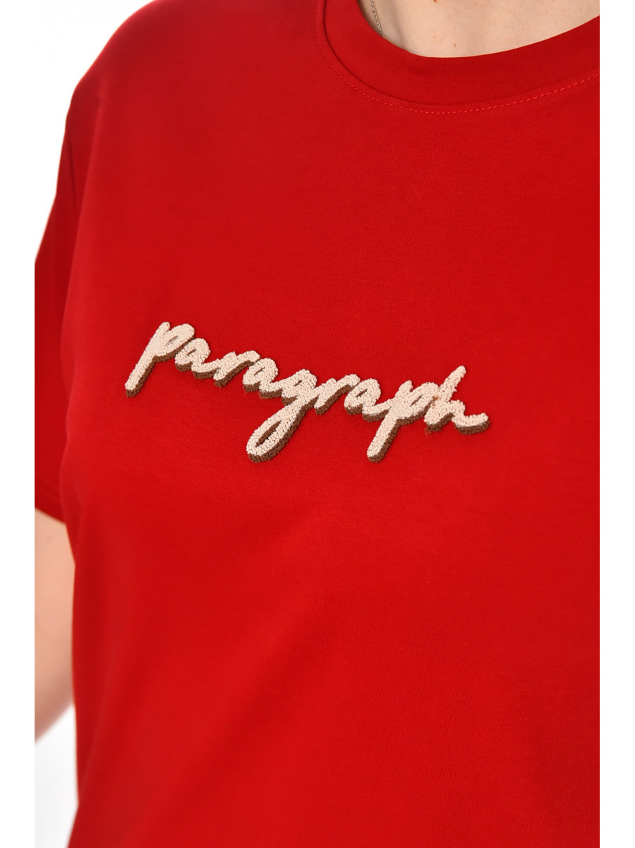 Футболка женская бордового цвета с принтом 211161C