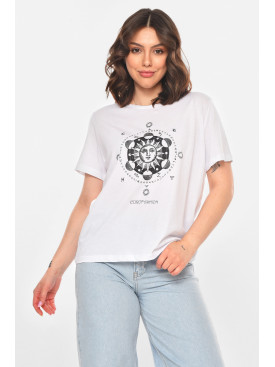 Футболка жіноча білого кольору з принтом 211162C