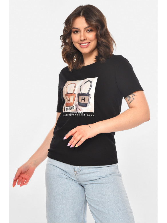Футболка женская черного цвета с принтом 211163C