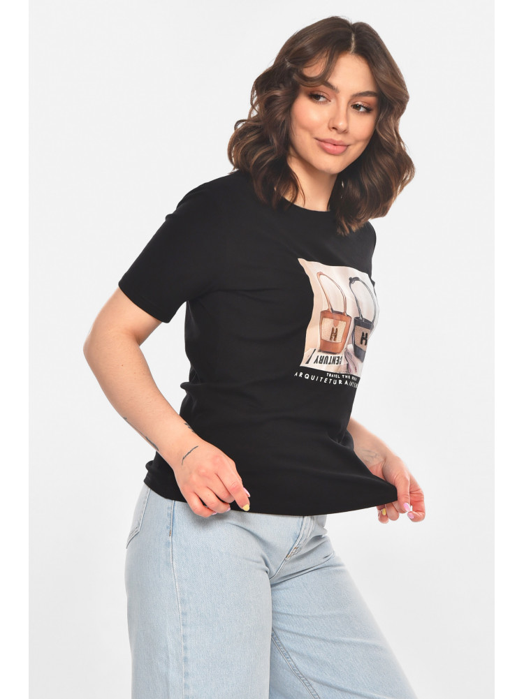 Футболка женская черного цвета с принтом 211163C