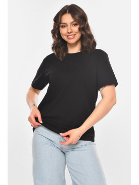 Футболка женская однотонная черного цвета 211165C