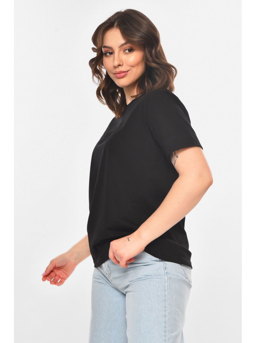 Футболка женская однотонная черного цвета 211165C