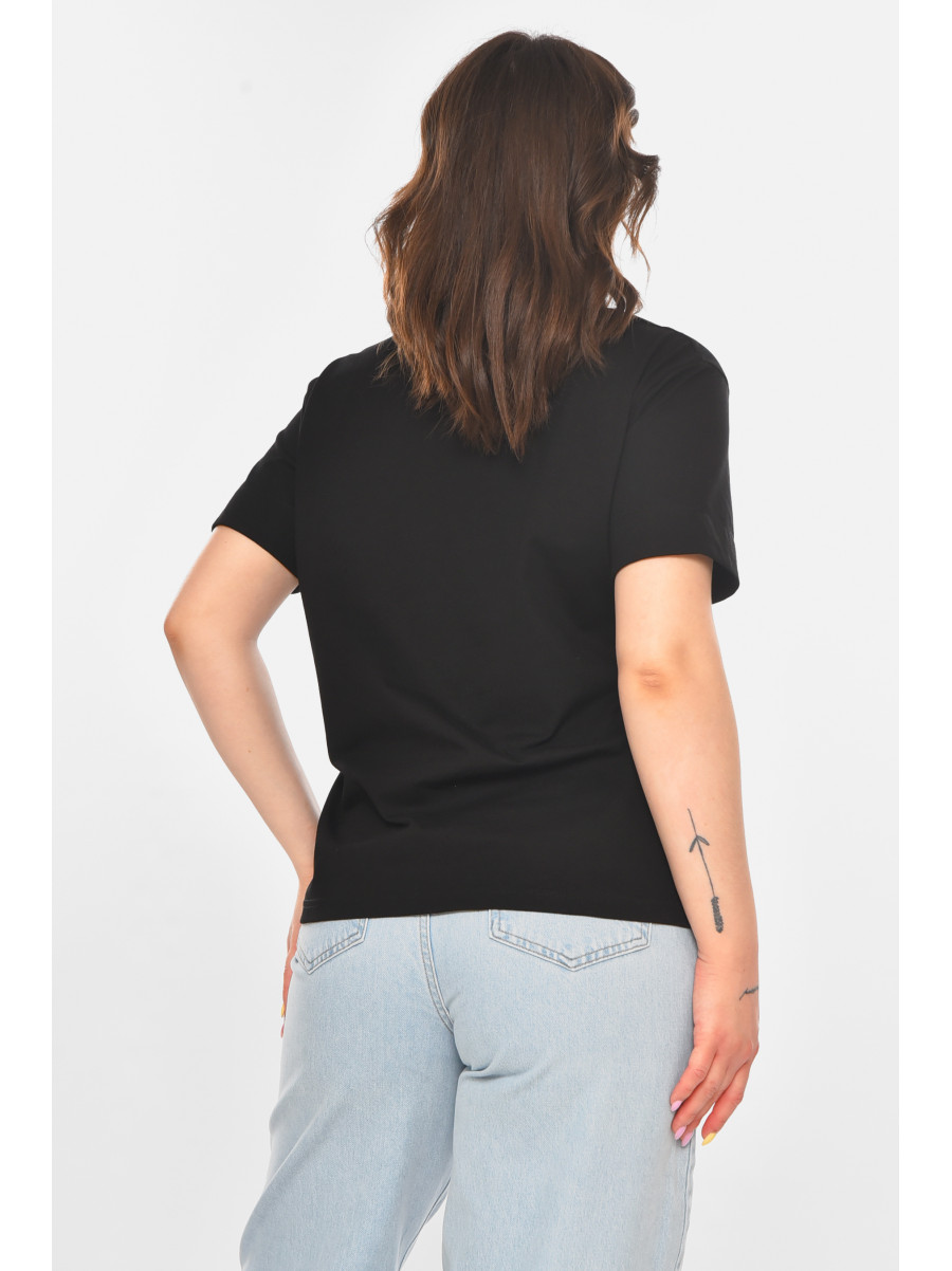 Футболка женская однотонная черного цвета 211165C